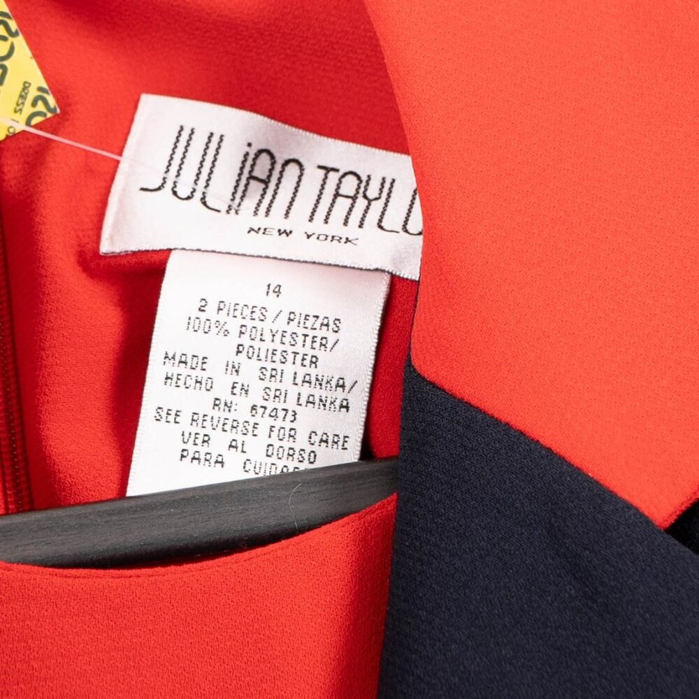 Julian Taylor Dress Blazer Set 12 14 Womens 80s Career Casual NEW Navy Blue Red - Picture 6 of 9